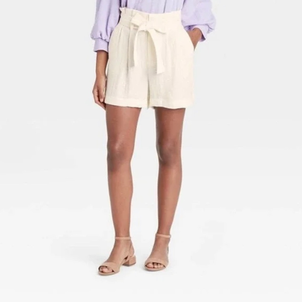 a new day linen paper bag shorts w/ belt